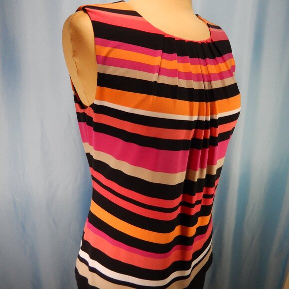 Calvin Klein Multicolored Pleated Neck Sleeveless Career Top Size Medium EUC - Picture 6 of 11